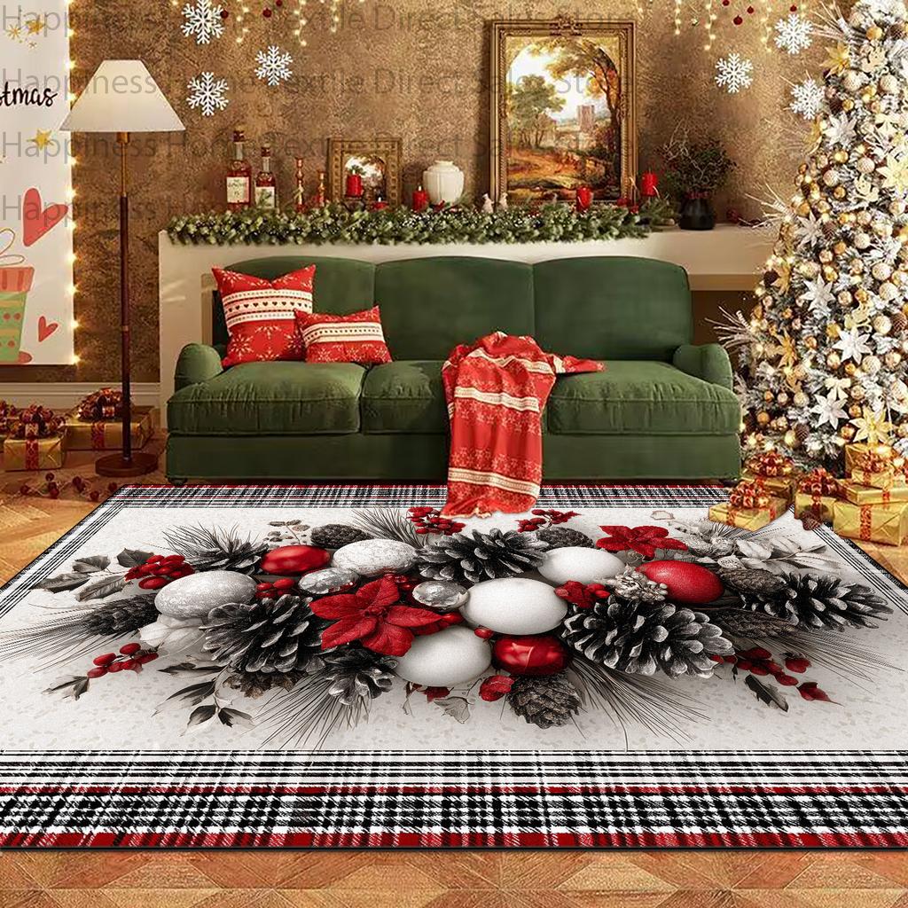 Modern Christmas Xmas Tree Print Living Room Decoration Carpet Non-slip Washable Bedside Mat Soft Easy Clean Restaurant Carpets