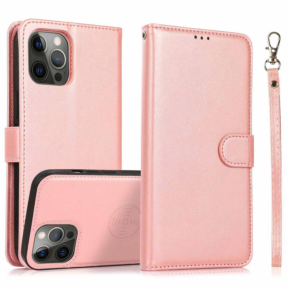 For iPhone 16 Pro Case Magnetic Detachable 2-in-1 Wallet Stand PU Leather Phone Cover