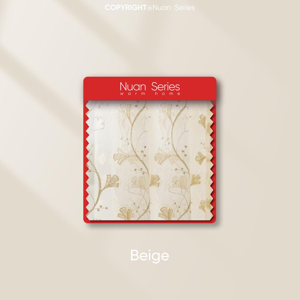 1PC Nuan Series Modern Artistic Luxury Window Tulle Translucent Ginkgo Leaf Embroidered Sheer Curtain for Living Room Bedroom Window Home Decor