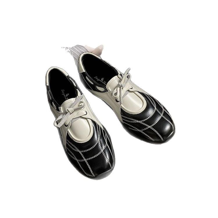 Cowhide version~ Flat bottom color matching British style moral training shoes genuine leather platform retro Forrest Gump shoes women's 2025