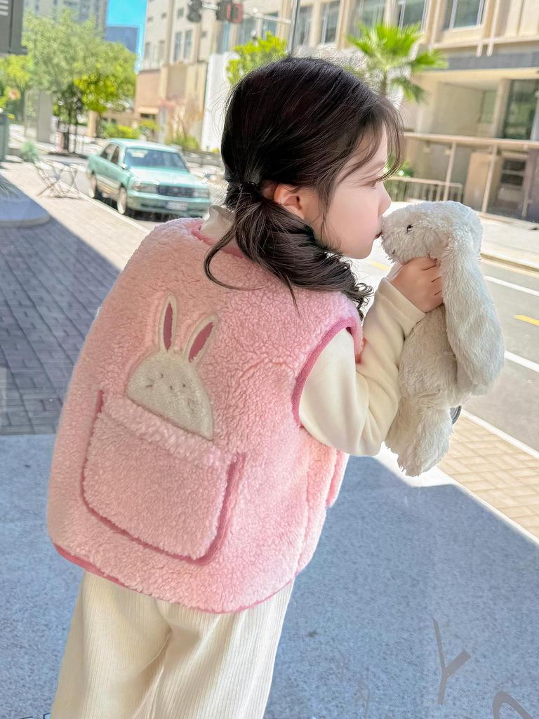 Suéter Chaleco de Punto Forrado de Polar para Niñas Invierno 2025