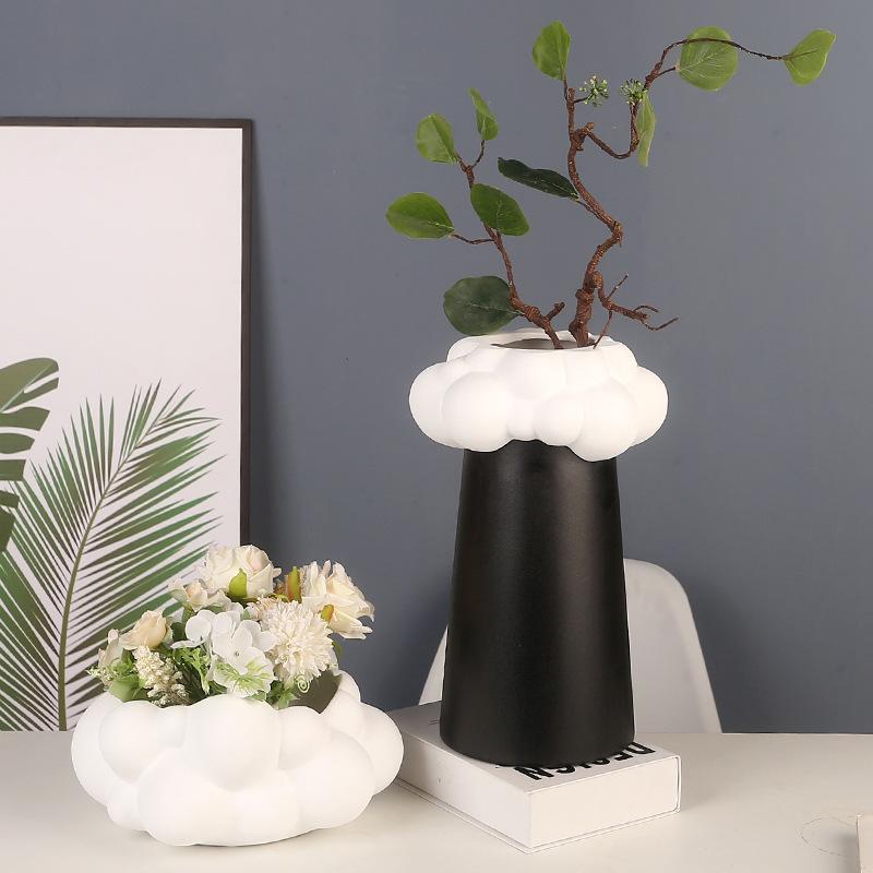 Cloud Shape Patchwork Ceramic Vase Abstract Bubble Flower Pot Flower Vase Floral Arrangement Accessories Home Decoration
