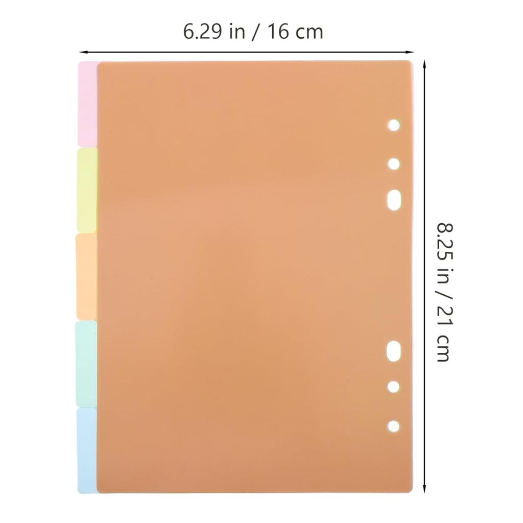STOBOK A5 Index Divider Set of Paper Divider for Office x inches 6-Hole Cards, 2, Colorful, Plastic, Binders, Stationery, Supplies, Approx. 8.3 5.8
