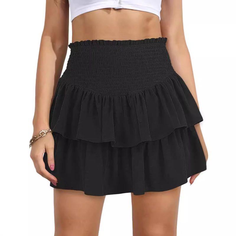

Solid Color Elastic Waist Pleated Skirt Women Solid Elastic Waist Pleated Skirt Black M
