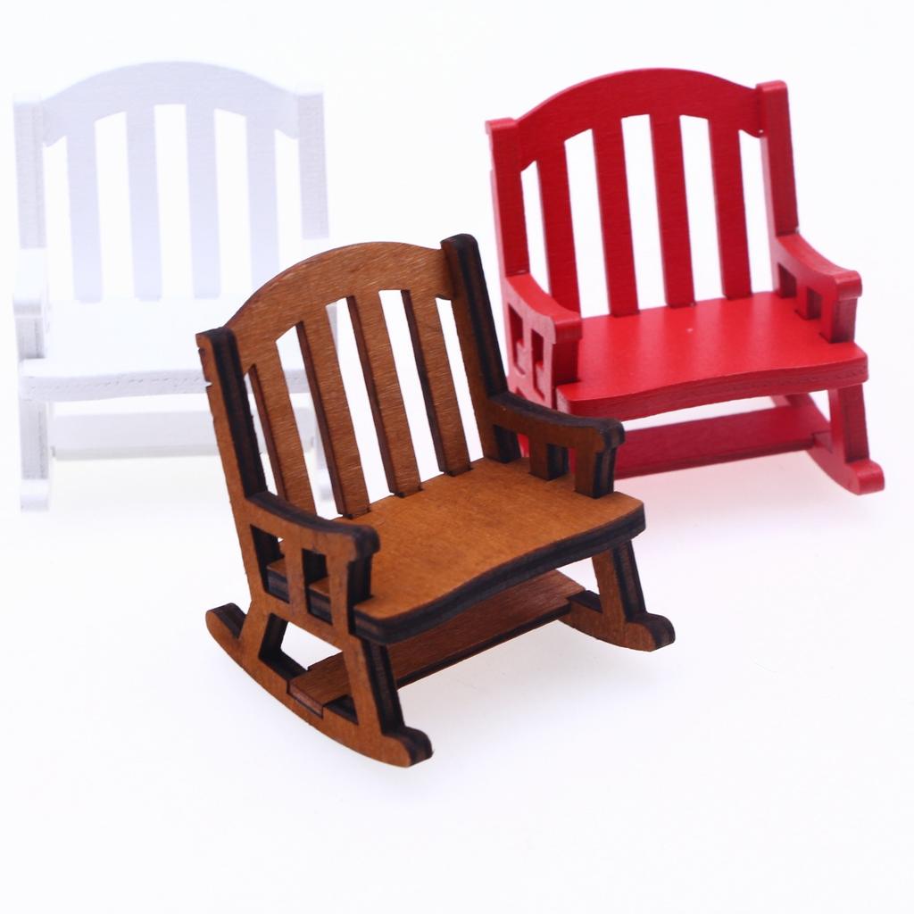 112 Dollhouse Miniature Wooden Mini Rocking Chair Model Furniture Accessories For Doll House Decor Kids Pretend Play Toys Diy