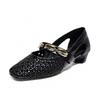 Hollow Sandals Women's Summer New Niche Personality Designer Woven Wind Buckle Low Heel Mary Jane Shoes