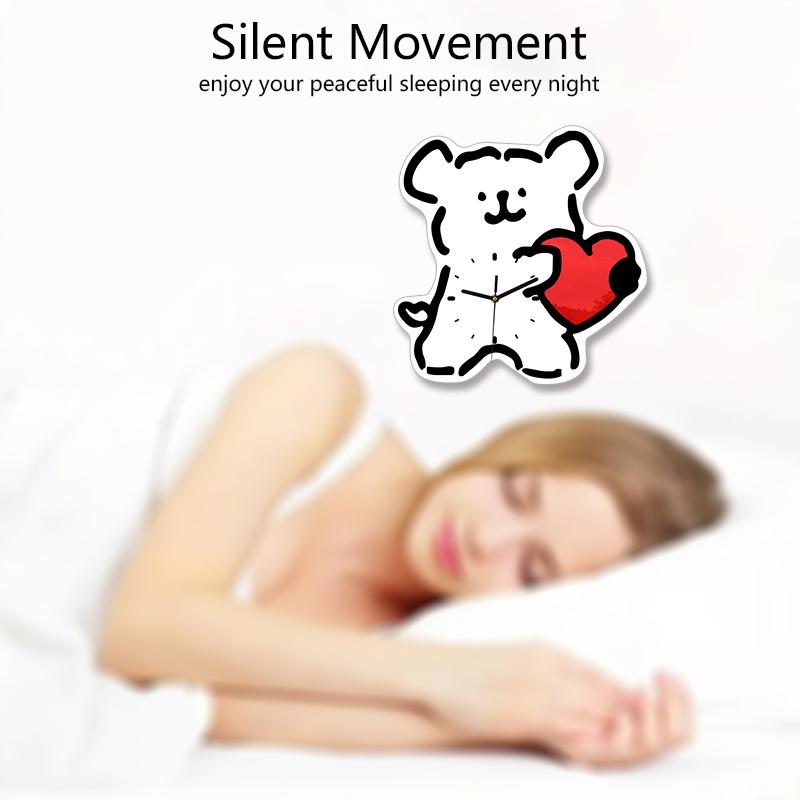 Cartoon Heart Shaped Dog Decorative Wall Clock - Adorable and Minimalist Style Dog Silent Clock for Living Room and Bedroom