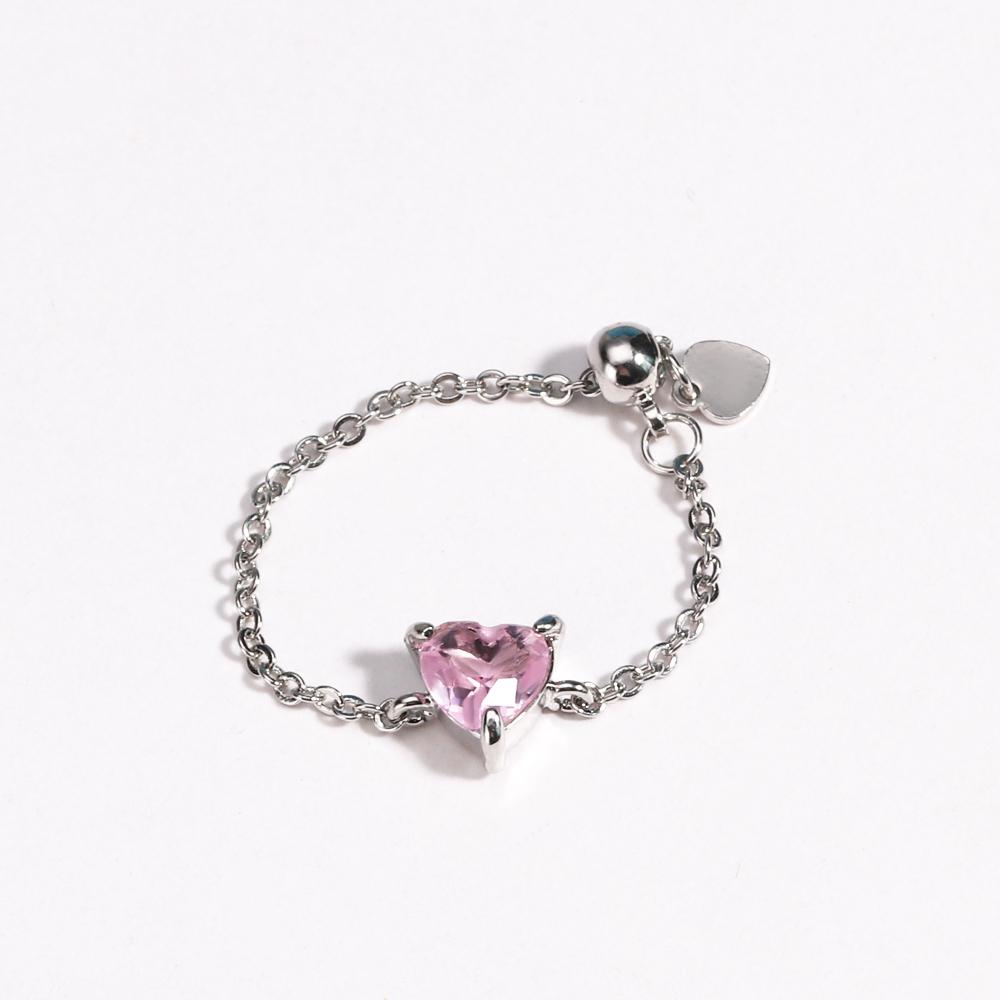 

Pink Purple Green Zircon Heart Pull-out Chain Adjustable Rings For Women Fashion New Jewelry Gift Party Wedding Anillos Mujer