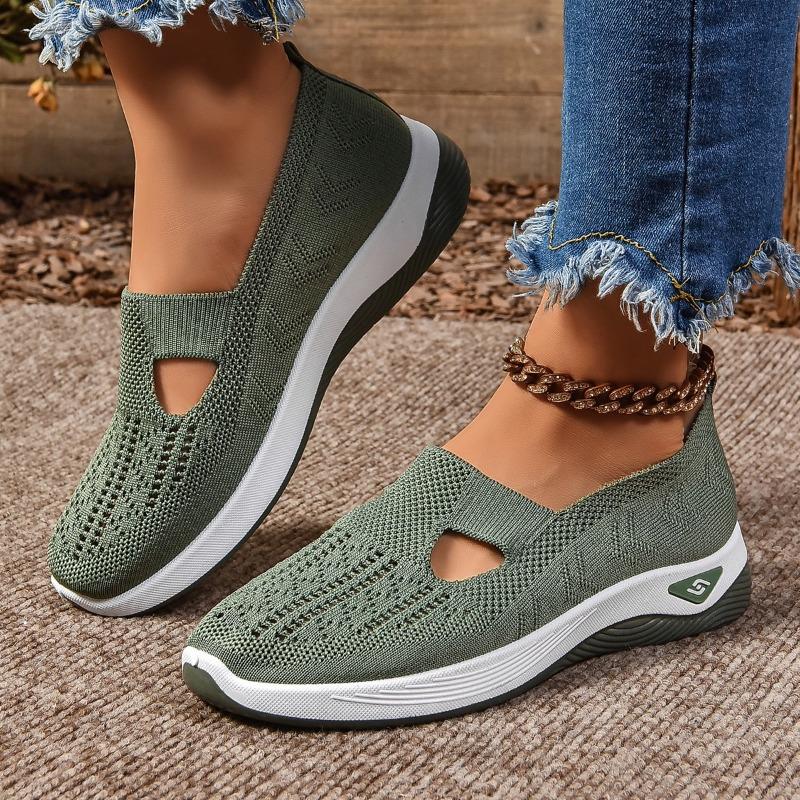 Women’s Slip-On Breathable Flyknit Sneakers, Lightweight Soft Sole, Summer Casual Wear