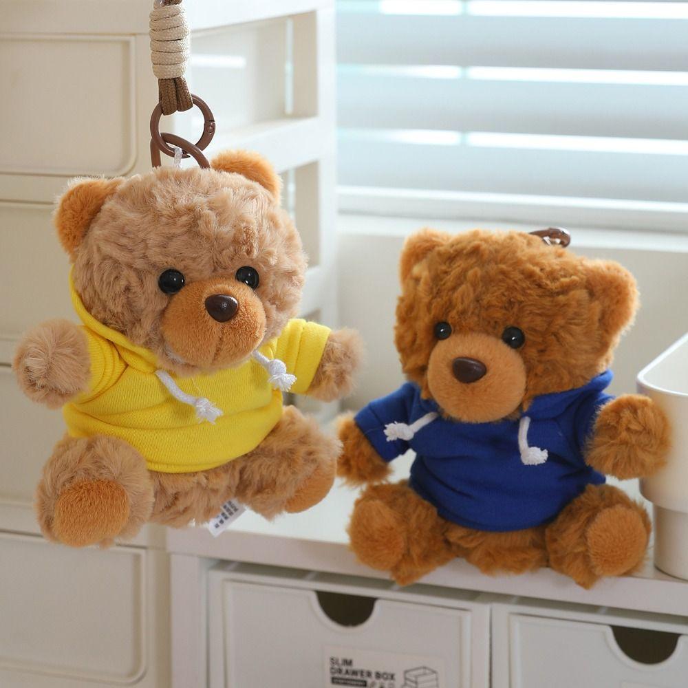 Cartoon Hoodie Bear Pendant Anti-lost Little Bear Stuffed Doll Bear Plush KeyChain  Decoration