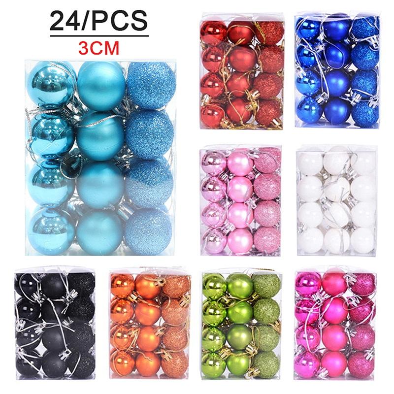 24 Piezas 3Cm Adornos de Bolas de Navidad Bolas para Árbol de Navidad Colgante para Árbol de Navidad Suministros Festivos para Fiestas Decoración Navideña