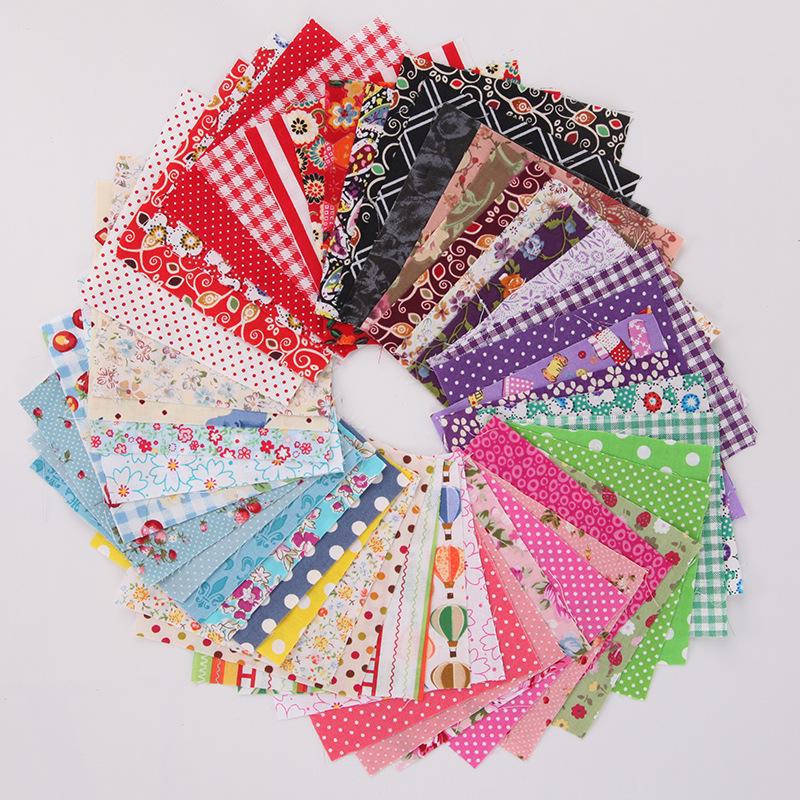 Set di tessuti patchwork in cotone fatti a mano, 10x10 cm, motivi casuali 30 pieces per set (no repeating pattern)