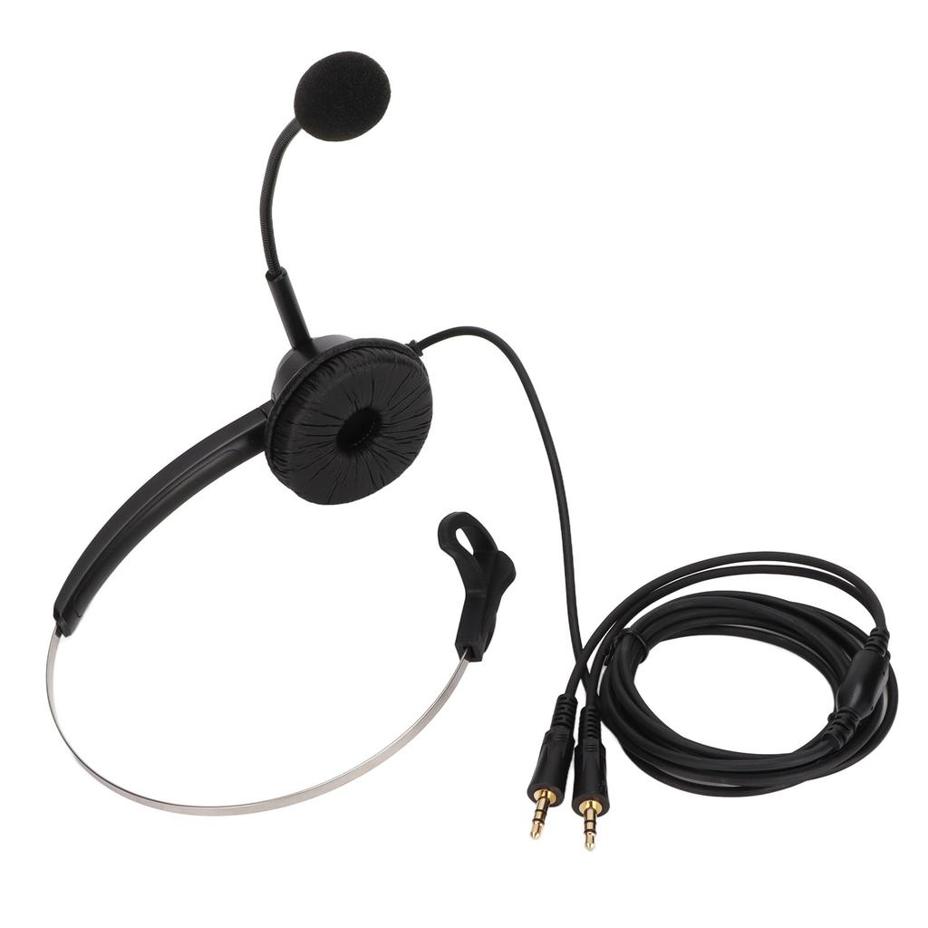 H360‑PC PC Monaural Headset Corded Single Ear Headset with 3 Section Double 3.5mm Plug and Noise Cancelling Mic