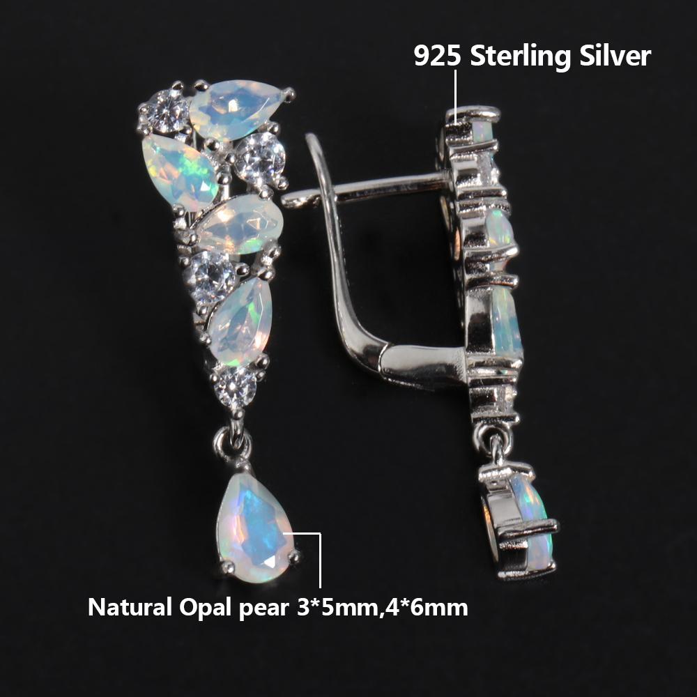 Colorful October Birthstone Natural Opal Sterling Silver Earrings Precious Rare Gems Fine Jewelry Women's Anniversary Gift