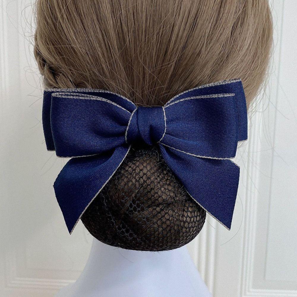 Nurse Hotel Hair Clip Headwear Korean Bun Snood Hairgrips Cover Net Bow Spring Clip Ponytail Clip