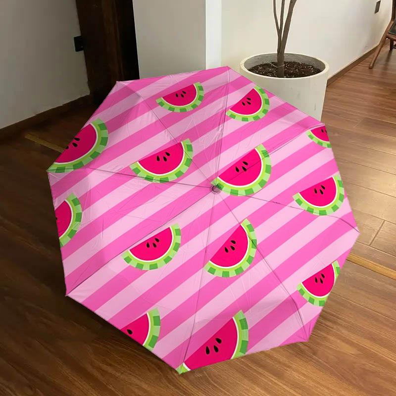 

1pc Watermelon Slices Automatic Folding Umbrella, Portable Collapsible Design, 8-Rib Iron Frame, Outdoor Accessory yy250905108