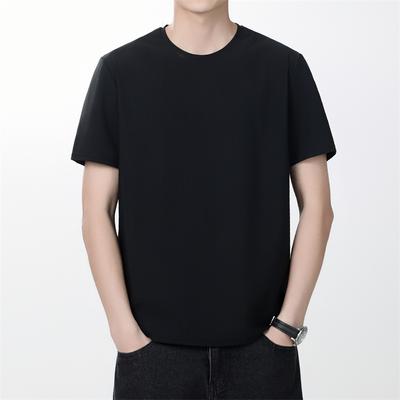 Herren Rundhals Eisseide T-Shirt, Schnelltrocknendes Kurzarm Locker Übergröße Sport T-Shirt, Herrenbekleidung