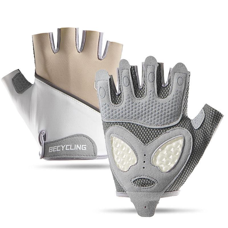 Fitness Gloves for Men and Women Outdoor Non  Slip Wear Resistant Cycling Breathable Ice Silk Love Liquid Silicone Sports Half Finger Gloves