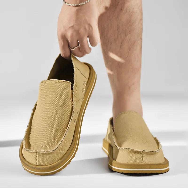 Spring Handmade Canvas Men Casual Shoes Design Sneakers Man Loafers Breathable Low Top Flat Shoes Soft Driving Zapatillas Hombre