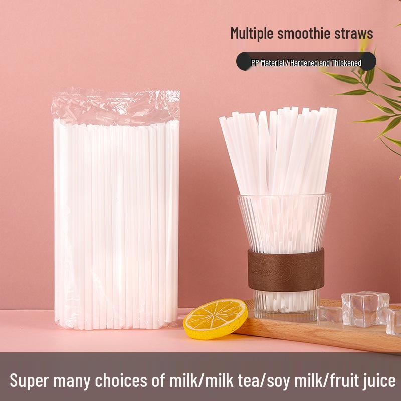 

100 Eco-Friendly Individually Wrapped Hard-Tip Straws for Soy Milk & Juice Milky white straw 17cm x 5mm