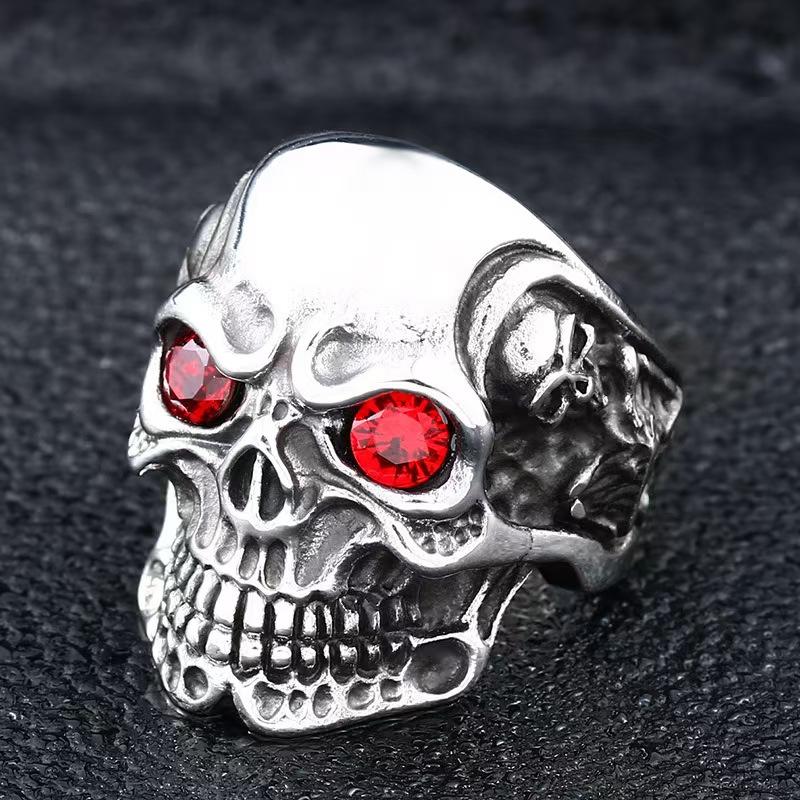 Vintage Gothic Skull Rose Ring For Men WoVintage Gothic Skull Rose Ring For Men Women Hip Hop Biker Finger Ring Halloween Birthd