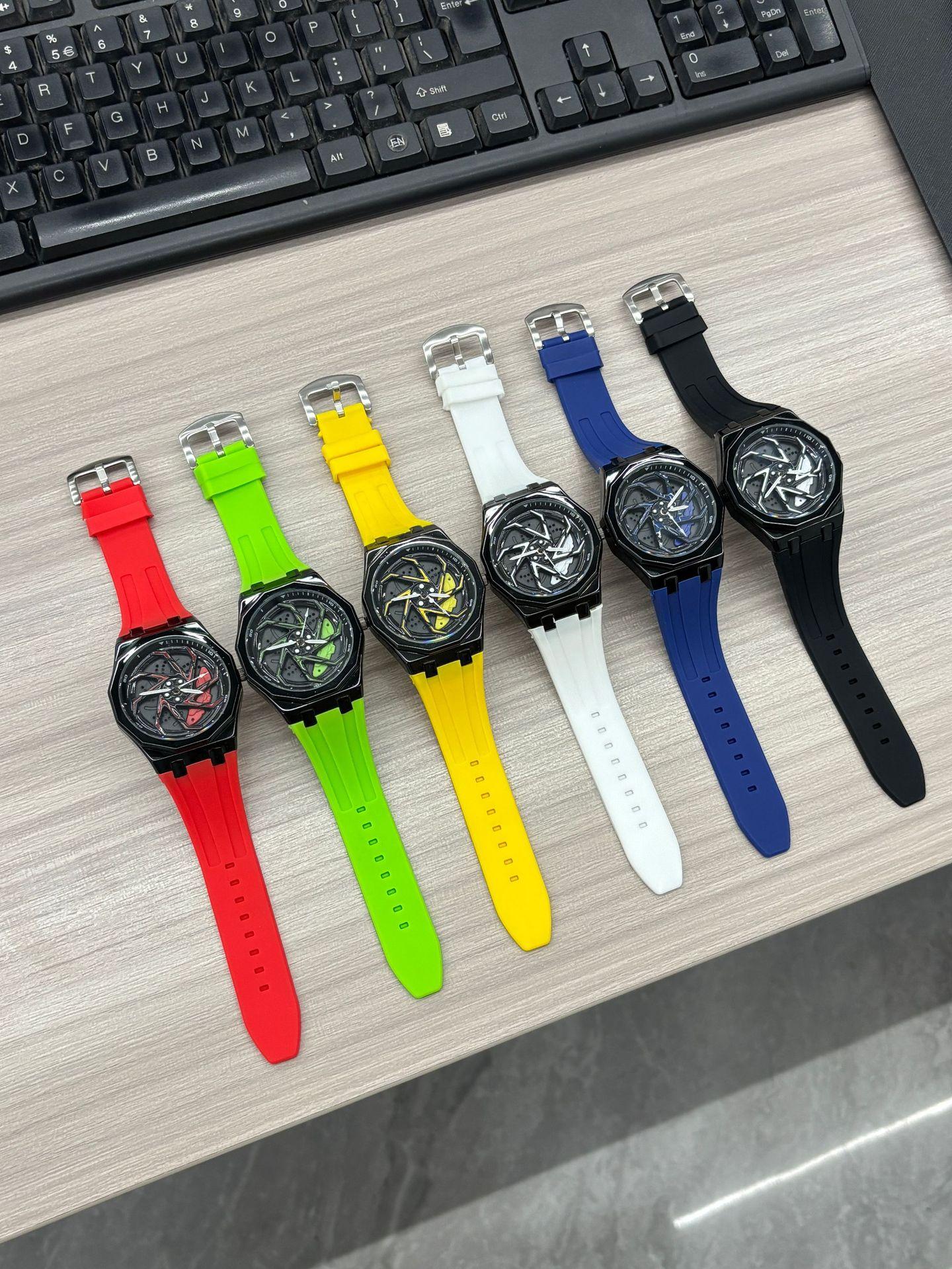 Men s Fashion Rotatable Wheel Hub Men s Trend Watch Men s Stone Waterproof English Watch