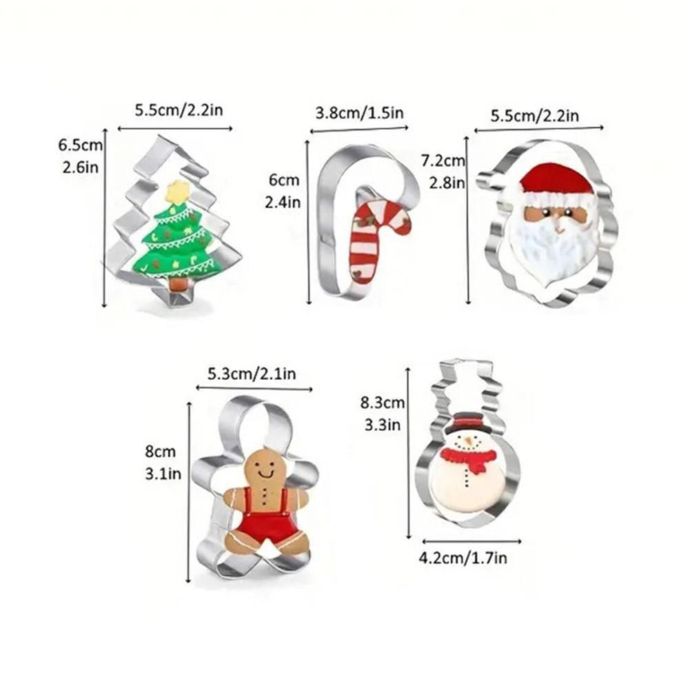 Christmas Cookie Stainless Steel Baking Molds Santa Snowman Gingerbread Tree Candy Cane Holiday Baking DIY Biscuit Pastry Tool