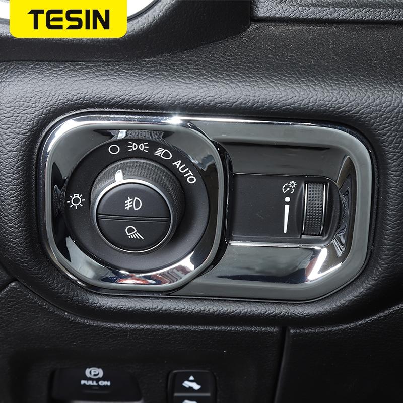 TESIN Interior Accessories For Dodge RAM 1500 Car Headlight Lamp Switch Decoration Cover Stickers For Dodge RAM 1500