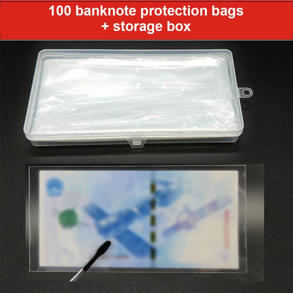 100 Pieces Portable PP Reusable Paper Money Pocket Replacement Oilproof Transparent Cash Album with Storage Case Holders
