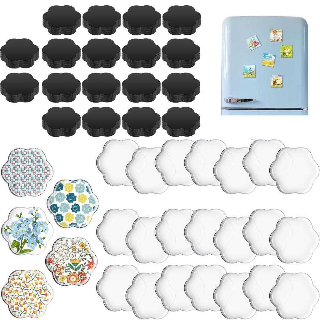 DIY Refrigerator Magnet Kit Acrylic Self-Adhesive Rectangular Transparent Magnetic Set for Fridge Crafts Home Decor Photo Display