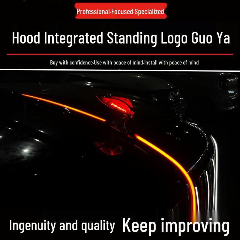 Hongqi H5 Hood Emblem Replacement: 2023-25 Multi-mode National Stand-up Flowing Light Xuan Ying Style.