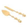 Cake Cutting Set European Golden Ergonomic Rose Handle Comfortable Grip Cake Pie Pastry Server Set