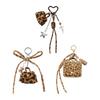 Portable Leopard Print Keychain Wallet With Decorative Metal Bowknot Charm Small Purse Keyring Accessory For Keys