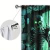 2 Stück Vorhang mit menschlichem Skelett-Druck für Halloween-Heimdekoration - Stangentaschen-Fensterdekoration für Schlafzimmer, Büro, Küche