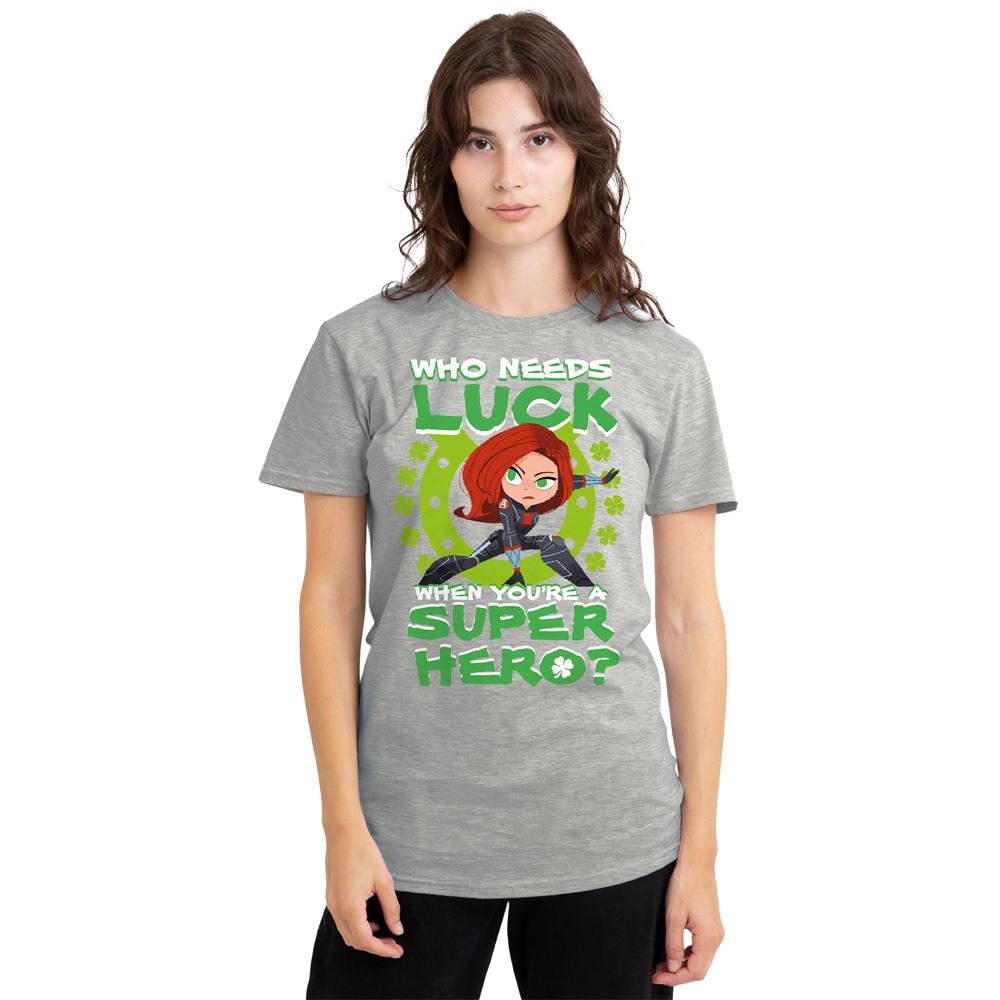 Black Widow Womens/Ladies Lucky Super Hero Heather St Patricks Day T-Shirt