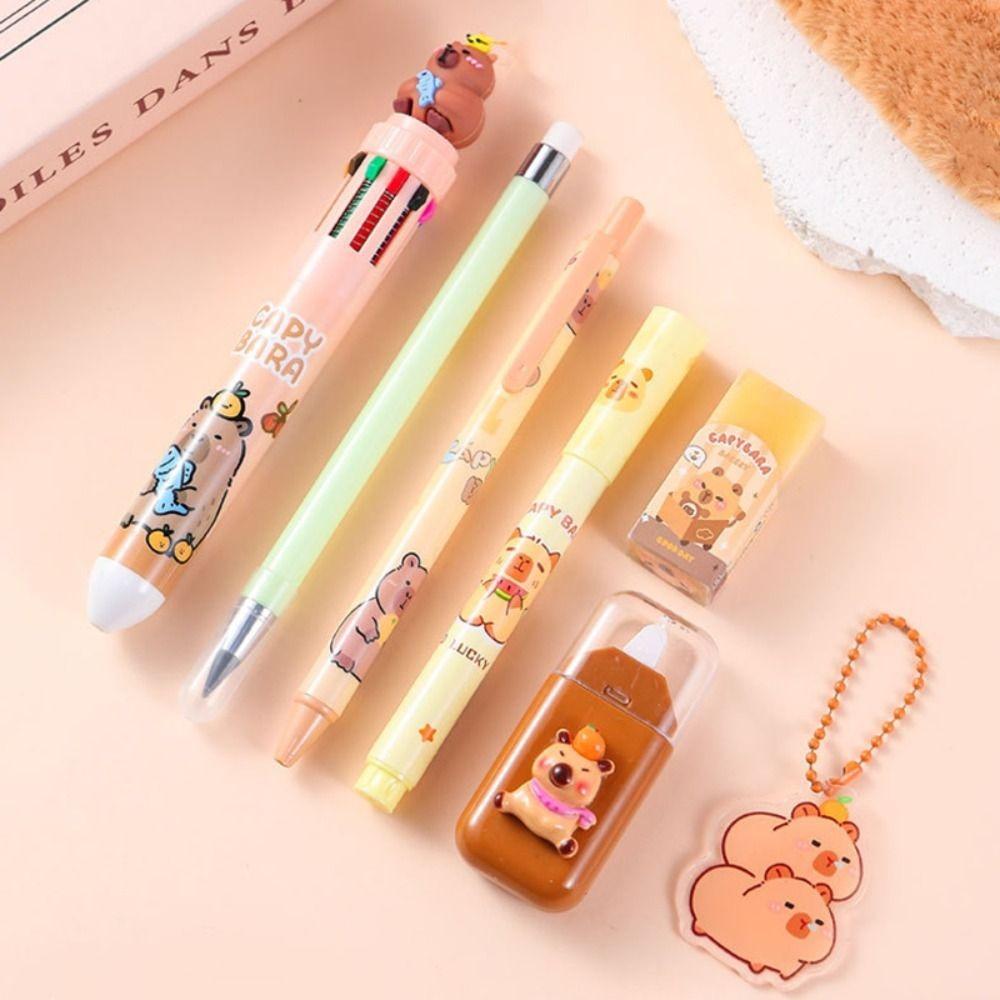 New Durable High Quality Portable Multi-functional 7-in-1 Stationery Set Butter Bear Kit Ballpoint Pen Portable Gel Pen Gift