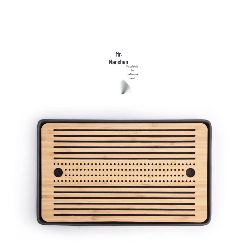 Chinese Ceramic & Bamboo Tea Tray