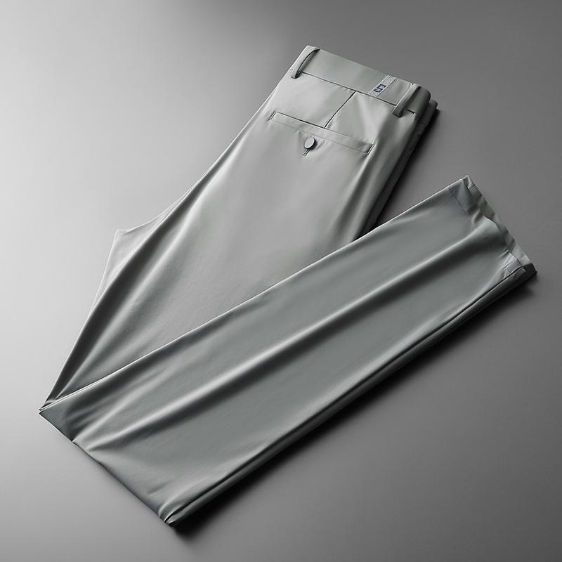 Pantaloni Casual in Seta di Ghiaccio da Uomo Primavera ed Estate Taglio Dritto Medio Sottili Traspiranti Comodi Leggeri Elastici Larghi Pantaloni