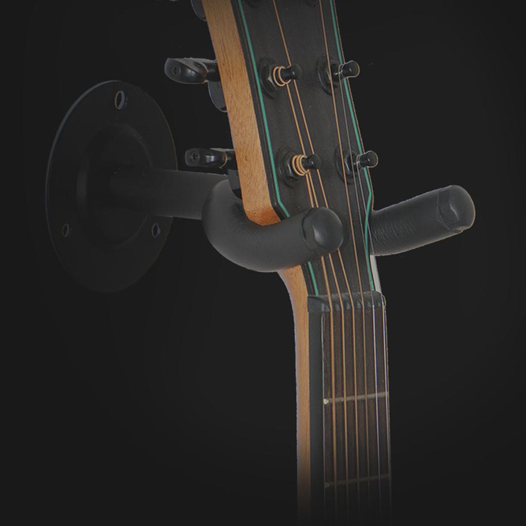 4 szt. Wieszak Haczyk na Gitarę Ścienny Uchwyt Metalowy Okrągły Czarny Uniwersalne Akcesoria do Instrumentów Akustycznych Elektrycznych Basowych