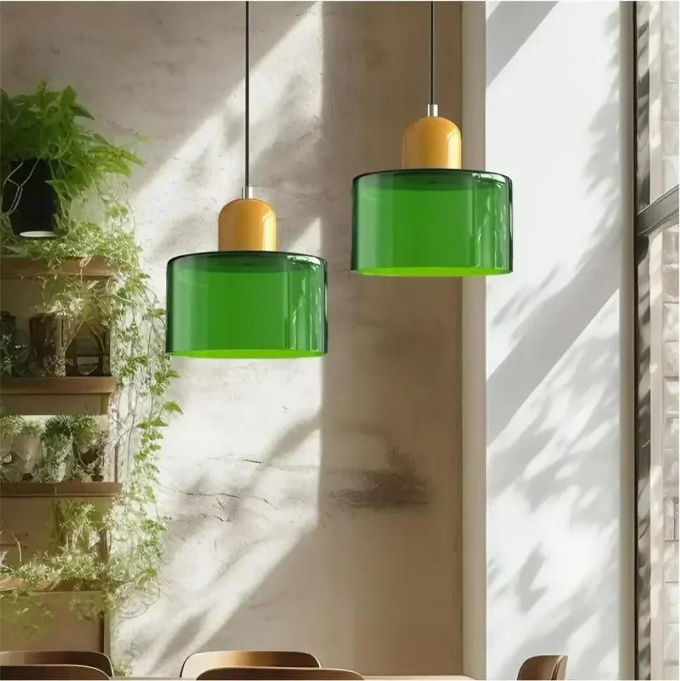 Vintage design kolorowy szklany zwis Nordic luksusowa restauracja dekoracja domu różowy pomarańczowy zielony biały zwis