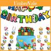 Conjunto de Decoração de Festa de Aniversário Super Mario Bandeirolas Temáticas de Desenho Animado e Toppers de Bolo