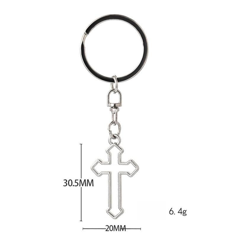Hollow Cross Stainless Steel Keychain Minimalist Simple Style Fashion Metal Keyring Practical INS Backpack Pendant