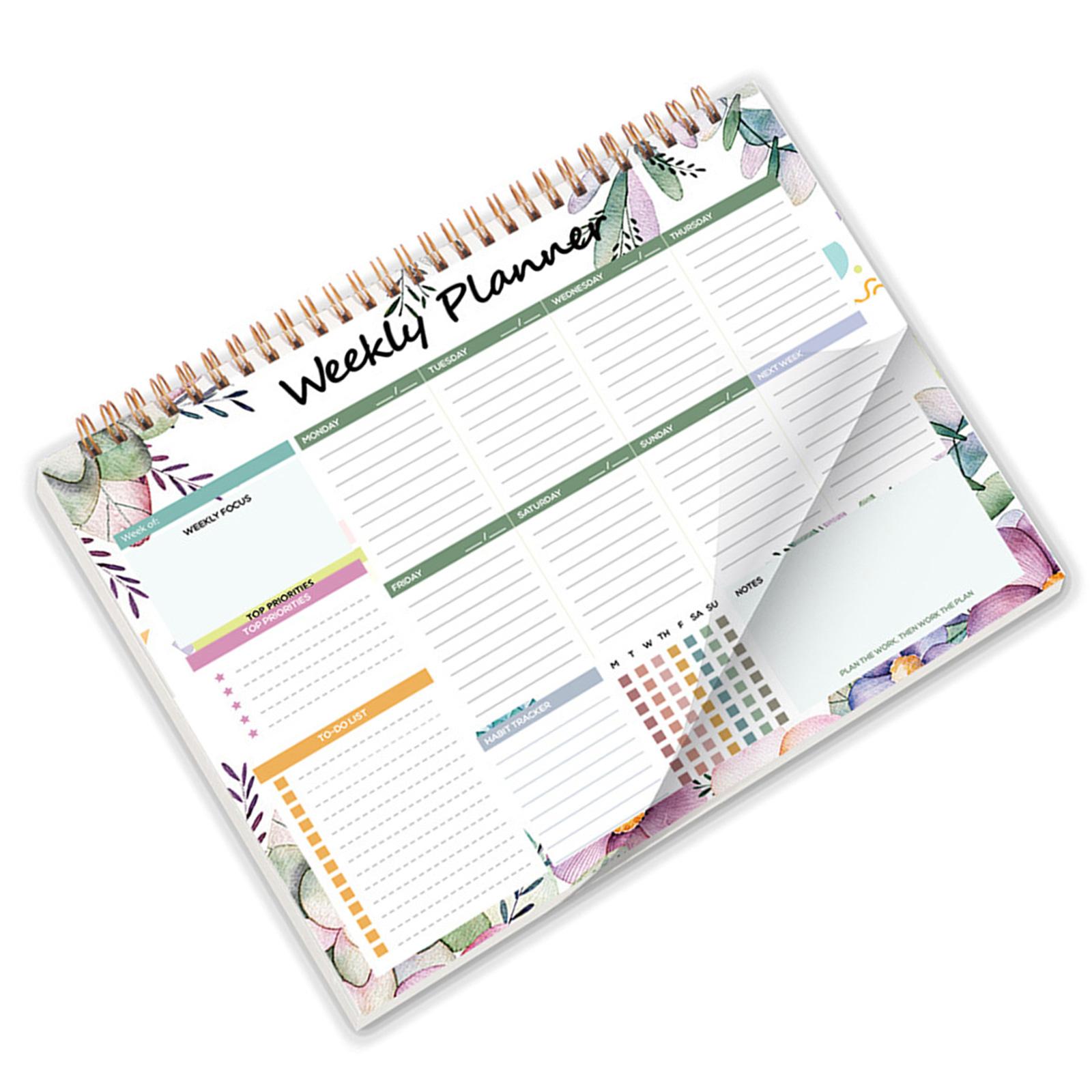 

Блокноты-планеры на пружине, Еженедельник, Академический планер, 104 страницы, без дат для еженедельного планирования и составления расписания C