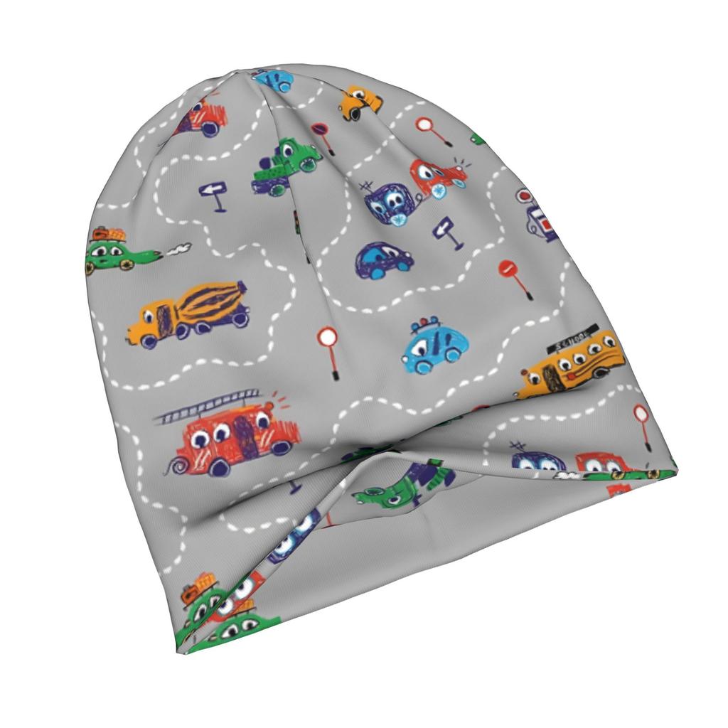 ZLIENSZUS Adult Cars & Trucks Knit Hat with Vehicle - Grey Suitable for Cold Weather, Casual Winter for &, Themed Gift for Car Lovers, Daily Wear Acce