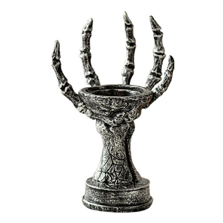 Horror Skeleton Hand Figurine Resins Candle Holders Halloween Tealight Stand Candlestick Centerpiece Decors for Festival