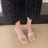 Summer new thick heel cool slippers women's summer wear gentle wind temperament crystal open-toed cool slippers