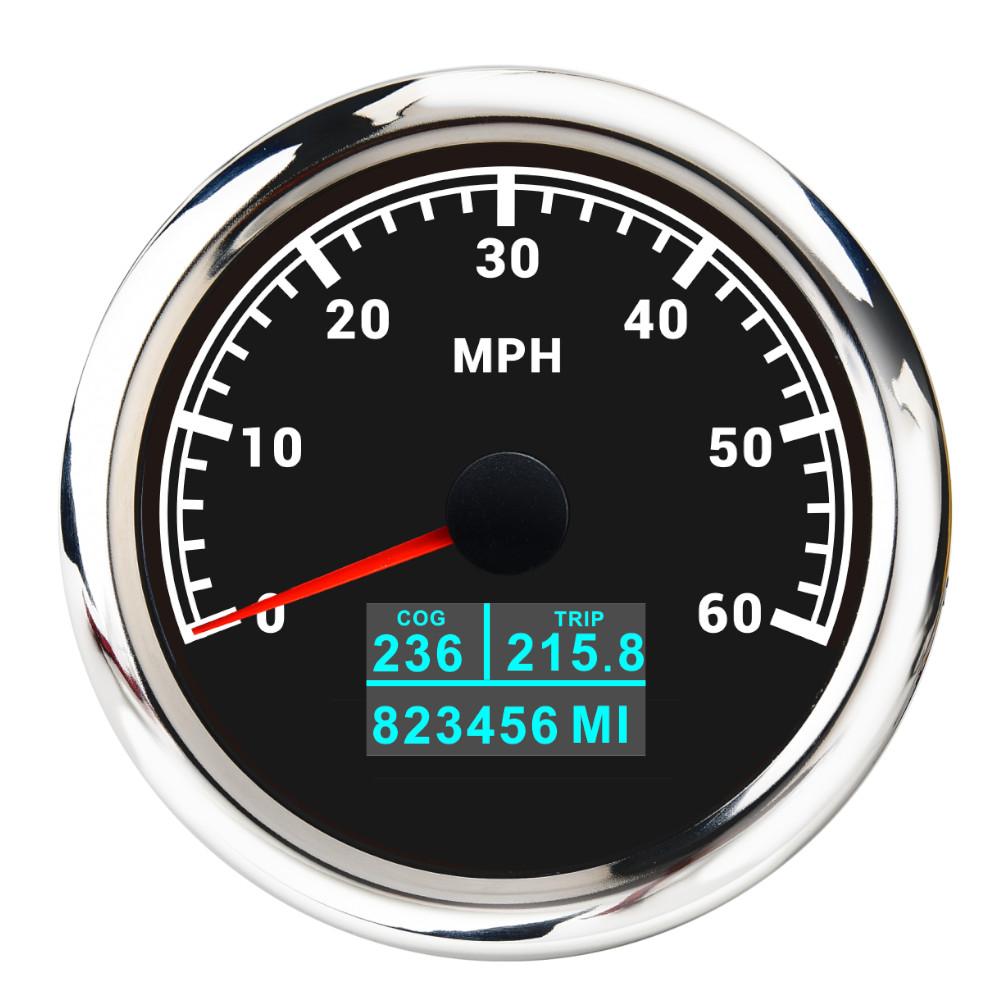 60kmh 120 200KMH 60MPH 85mm Gauge GPS Speedometer with Antenna 7 Color LED 3in1 Speed Meter COG TRIP Odometer For Boat Car 9-32V Customized BS 60MPH