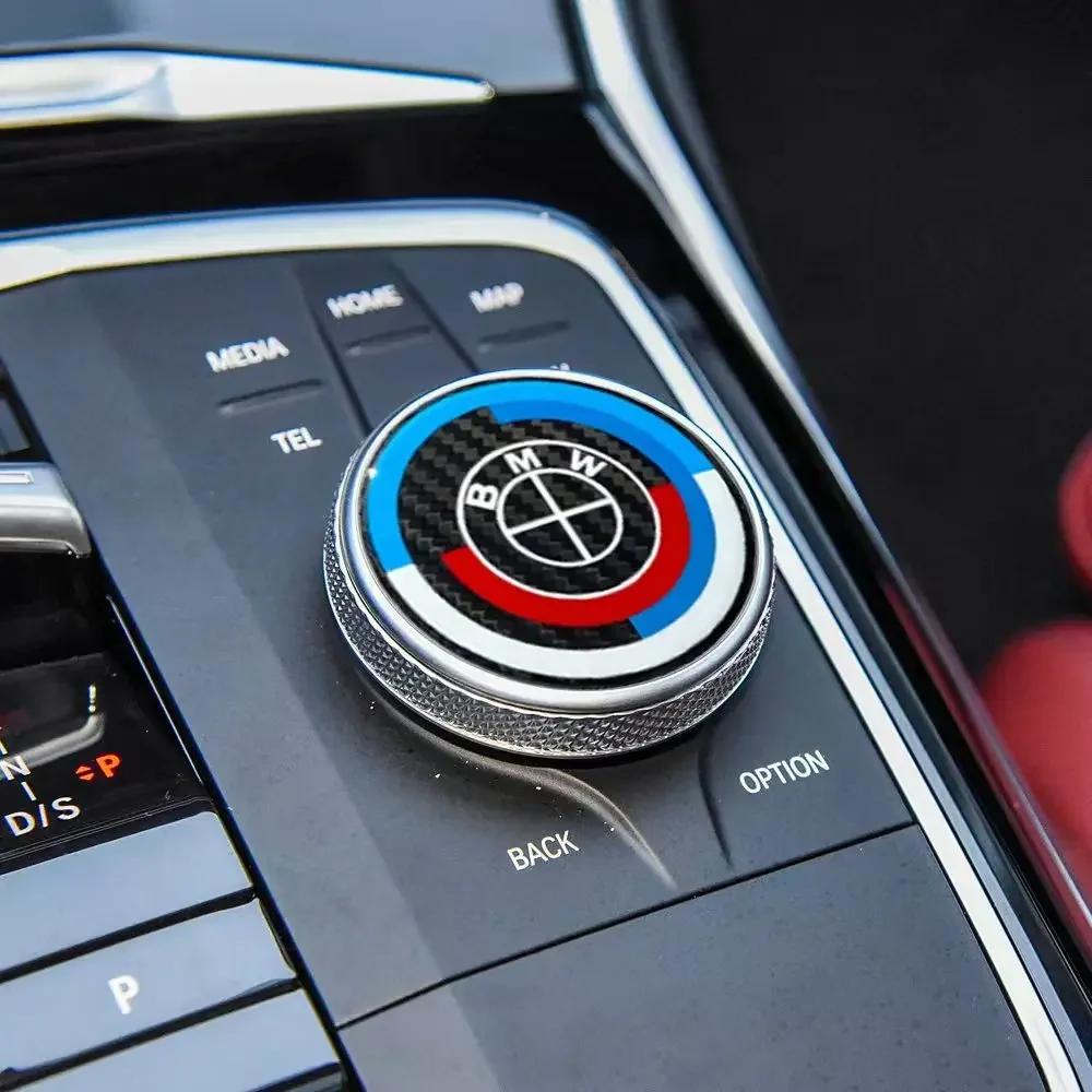 2025 Gorący Pokrowiec na Przycisk Multimedialny 50. Rocznica Naklejka z Włókna Węglowego Do Wszystkich BMW X1 X2 X3 X5 X6 X7 G30 G20 G32 G11 G12 F40 F30
