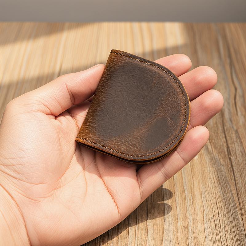 Women's Small Genuine Leather Coin Wallet Children Mini Purses Hasp Money Clip Clutch Hobo Bags Men Gift Pouch New Manual Craft