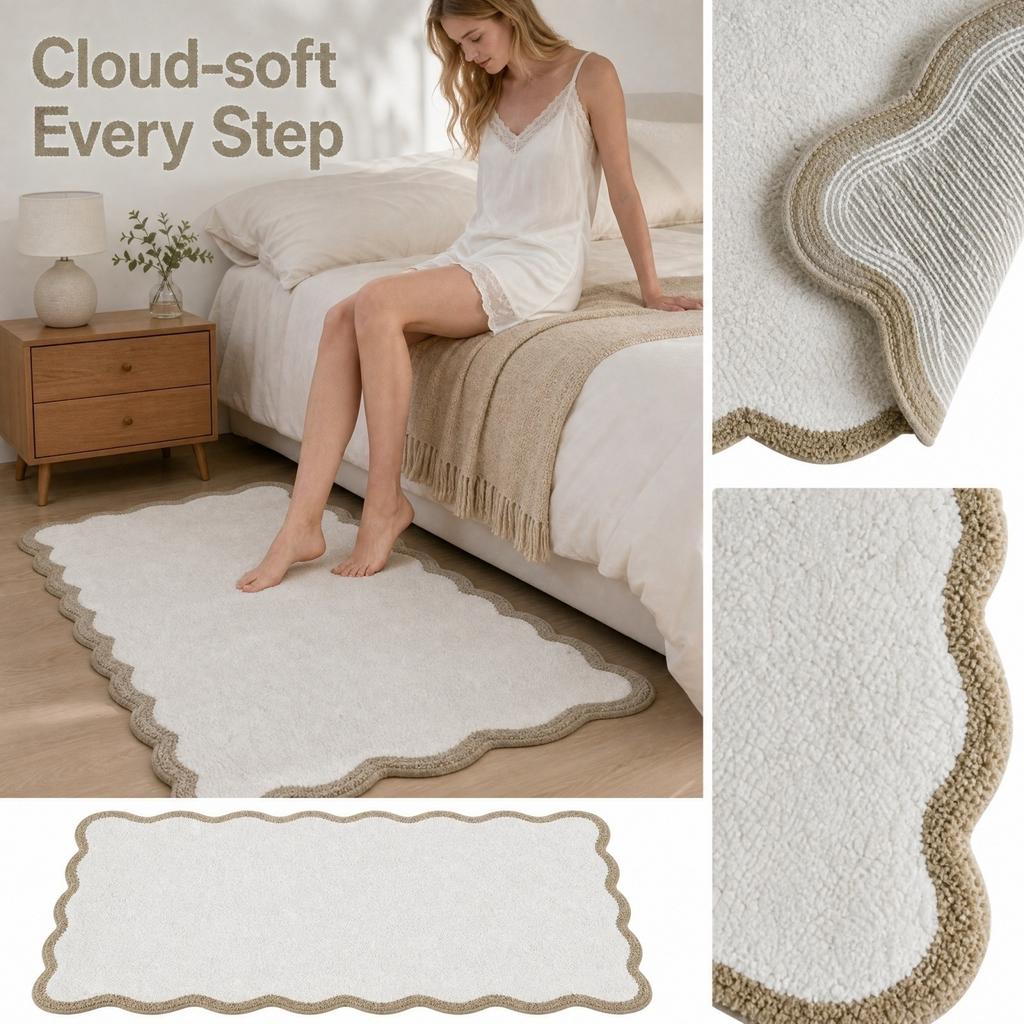 Faux Non- Bedside 40 cm, Soft Plush Absorbent for Bedroom, Easy (Cream )